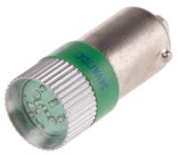 206-722 RS PRO Green LED Indicator Lamp, 24V ac/dc, BA9s Base, 10mm Diameter, 170/160mcd