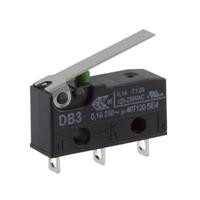 db3c-a1lb ZF Short Lever Micro Switch, Solder Terminal, 100 mA @ 30 V dc, SPDT
