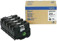 hge251v5 Brother Black on White Label Printer Tape, 8 m Length, 24 mm Width