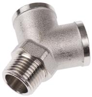 0911-00-21 Legris 0911 Series Y Threaded Adaptor, G 1/2 Female to G 1/2 Female, Threaded Connection Style