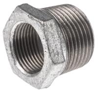 770241227 Georg Fischer Galvanised Malleable Iron Fitting, Straight Reducer Bush, Male BSPT 1in to Female BSPP 3/4in