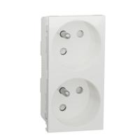 nu306918 Schneider Electric White 2 Gang Power Socket, 2 Poles, 16A, French 2P, Indoor Use