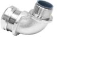 214-9576 RS PRO 90° Elbow, Conduit Fitting, 25mm Nominal Size, M25, Brass, Silver IP67 rating
