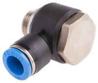 qslv-g38-10 Festo QS Series Elbow Threaded Adaptor, G 3/8 Male to Push In 10 mm, Threaded-to-Tube Connection Style, 186144