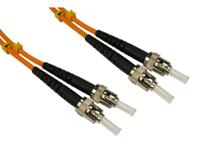 284-6911 RS PRO ST to ST Duplex Multi Mode OM2 Fibre Optic Cable, 3mm, Orange, 1m