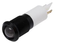 848-4636 RS PRO White Panel Mount Indicator, 220V ac, 14mm Mounting Hole Size, Faston, Solder Lug Termination, IP67