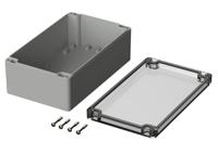 02221100 Bopla Euromas Series Grey Polycarbonate Enclosure, IP66, Flanged, Transparent Lid, 200 x 120 x 75mm