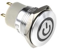 175-9733 RS PRO Illuminated Push Button Switch, Latching, Panel Mount, 16mm Cutout, SPST, Green LED, 36V dc, IP67