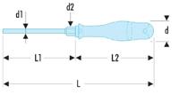 atwh12x250 Facom Slotted  Screwdriver, 12 mm Tip, 250 mm Blade, 375 mm Overall