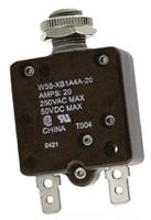 w58-xb1a4a-20 TE Connectivity Thermal Circuit Breaker - W58  Single Pole 50 V dc, 250V ac Voltage Rating, 20A Current Rating