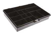 132466 Raaco 14 Cell Black PP Compartment Box, 55mm x 332mm x 254mm