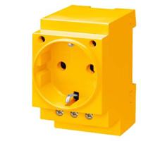 5te6810 Siemens Yellow 1 Gang Plug Socket, 16A, Schuko, Outdoor Use