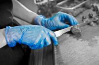 gd13-medium Polyco Healthline Blue Powder-Free PVC Disposable Gloves, Size M, 100 per Pack