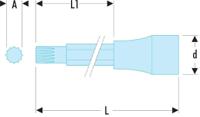 sv10lb Facom 1/2 in Drive Bit Socket, XZN, M10, 100 mm Overall Length