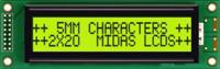 mc22005a6w-sptly-v2 Midas MC22005A6W-SPTLY-V2 Alphanumeric LCD Alphanumeric Display, 2 Rows by 20 Characters