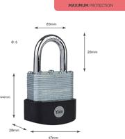 y127b451251 Yale1 Padlock Weatherproof Padlock, 6mm Shackle, 47mm Body