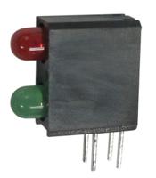 l-710a8md1i1gd Kingbright L-710A8MD/1I1GD, Green & Red Right Angle PCB LED Indicator, 2 LEDs, Through Hole 2.5 V