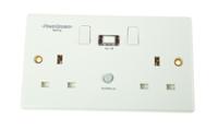 k22wp-c Powerbreaker PowerBreaker H 13A, BS Fixing, Passive, 2 Gang RCD Socket, Polycarbonate, Surface Mount , Switched, 230 V