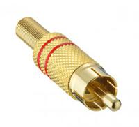1573-01-v-red Lumberg Gold, Red RCA Plug, Gold, 5A