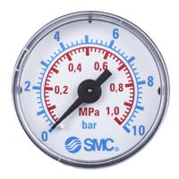 k8-10-40 SMC Analogue Pressure Gauge 10bar Back Entry 40mm Outside Diameter, With RS Calibration
