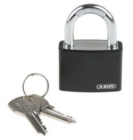49944-t65al40-black-ka-6401 ABUS Key Weatherproof Aluminium, Steel Safety Padlock, Keyed Alike, 6.5mm Shackle, 43mm Body