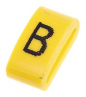 901-10453 HellermannTyton Ovalgrip Slide On Cable Markers, Black on Yellow, Pre-printed "B", 2.5 → 6mm Cable,