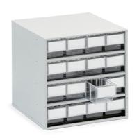 1640-1 Treston 16 Drawer Storage Unit, Plastic, 395mm x 400mm x 400mm, Clear
