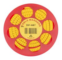 901-10309 HellermannTyton Helagrip Slide On Cable Markers, Black on Yellow, Pre-printed "4", 4 → 9mm Cable,