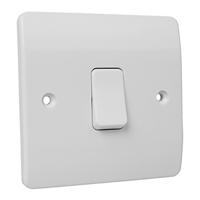 k4875-whi MK Electric White Rocker Light Switch, 2 Way, 1 Gang, Logic Plus