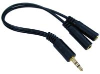 236-9051 RS PRO Male 3.5mm Stereo Jack to Female 3.5mm Stereo Jack x 2 Aux Cable, 200mm