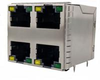 rje4w4887411 Amphenol Communications Solutions RJE4 Series Female RJ45 Connector, PCB Mount, Cat5e 2 x 2 Port 8P8C -Way