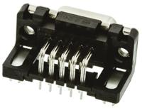 09661526612 HARTING 9 Way Right Angle Through Hole D-sub Connector Socket, 2.74mm Pitch, with 4-40 UNC Threaded Inserts, Boardlocks