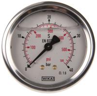 9314197 WIKA G 1/4 Analogue Pressure Gauge 40bar Back Entry 63mm Outside Diameter