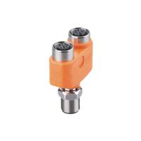 ebt011 ifm electronic Side Entry, Top Entry 1 Pole M12 Plug to 2 Pole M12 Socket Adapter