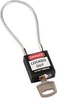 compact-cable-padlock-black-20cm-kd Brady Black 1-Lock Rugged Reinforced Nylon Body with Sheathed Steel Cable Keyed Padlocks & Safety Padlocks, 4.7mm