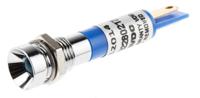 212-014 RS PRO Blue Panel Mount Indicator, 24V dc, 8mm Mounting Hole Size, Solder Tab Termination, IP67