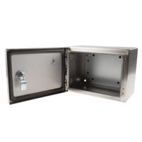 842-8412 RS PRO 304 Stainless Steel Wall Box, IP66, 240 mm x 180 mm x 150mm