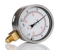 192-6298 RS PRO G 3/8 Analogue Pressure Gauge 1bar Bottom Entry 100mm Outside Diameter, With RS Calibration