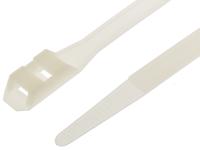 666-4704 RS PRO Cable Tie, Double Locking, 180mm x 9 mm, Natural Nylon, Pk-100