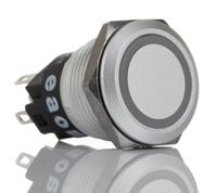82-55511113 EAO 82 Series Illuminated Push Button Switch, Momentary, Panel Mount, 19mm Cutout, SPDT, Red LED, 240V, IP65, IP67