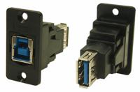218-8302 RS PRO Straight, Panel Mount, Socket to Socket- Dual Port Type B to A 3.0 USB Connector