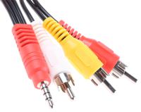 832-6278 RS PRO Male 3.5mm Stereo Jack to Male RCA x 3 Aux Cable, Black, 1.8m