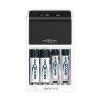 1001-0094-44-02520 Ansmann  Battery Charger For NiMH 9V, AA, AAA 4 Cell with UK plug, Batteries Included