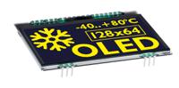 ea-oledl128-6lga Display Visions 2.9in Yellow OLED Display 128 x 64pixels Graphics I2C, SPI Interface