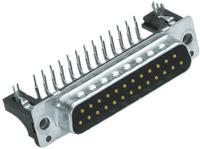 09662626816 HARTING 15 Way Right Angle Through Hole D-sub Connector Plug, 2.74mm Pitch, with 4-40 UNC Threaded Inserts, Boardlocks