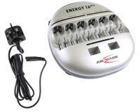1001-0004-uk Ansmann Energy 16 Plus Battery Charger For NiCd, NiMH 9V, AA, AAA, C, D with EU, UK plug