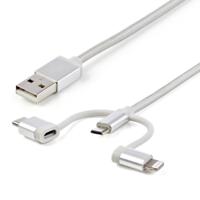 ltcub1mgr StarTech.com USB 2.0, Male USB A to Male Lightning, Micro USB B, USB C, 480Mbps, 1m