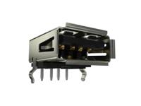 ue27ac54100 Amphenol Communications Solutions Right Angle, SMT, Socket- 4 Port Type A 2.0 USB Connector