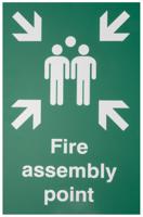 146-408 Polypropylene Fire Safety Sign, Fire Assembly Point With English Text Self-Adhesive