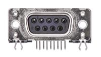 09661527611 HARTING 9 Way Right Angle Through Hole D-sub Connector Socket, 2.74mm Pitch, with Boardlocks, M3 Threaded Inserts
